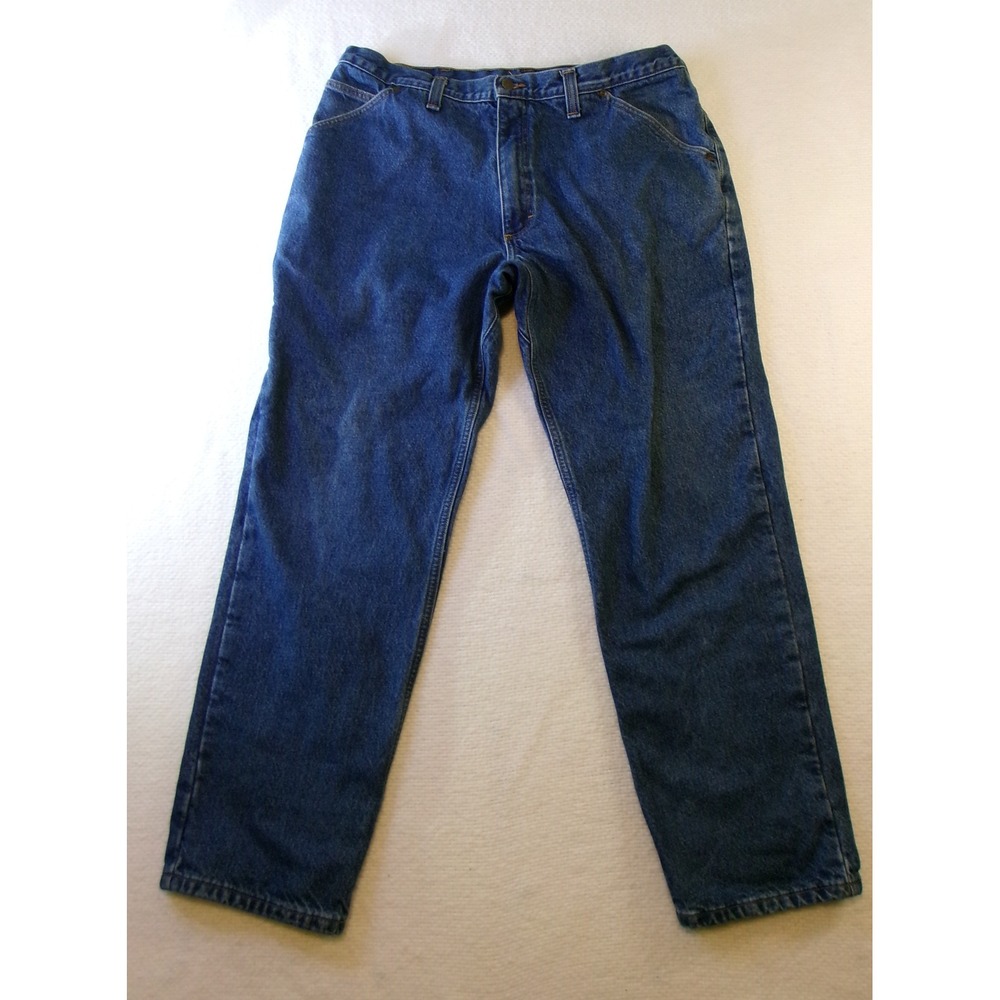 Diamond Gusset Flannel Lined Carpenter Jeans Mens 40x32 Blue Denim Made in USA